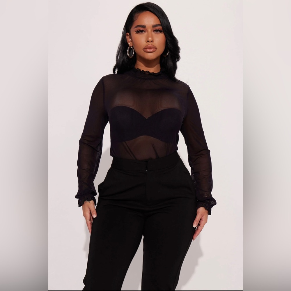 Mesh Mock Neck Top